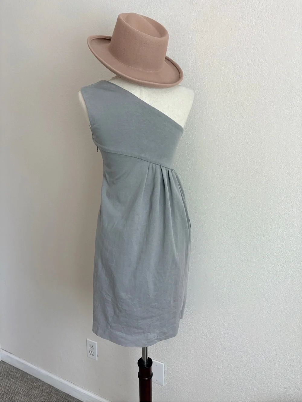 Chloe Grey Cotton One Shoulder Dress